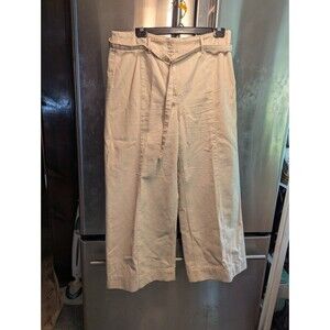 Ophelia Rose high waist flat front wide leg natural color cotton blend sz 12-14